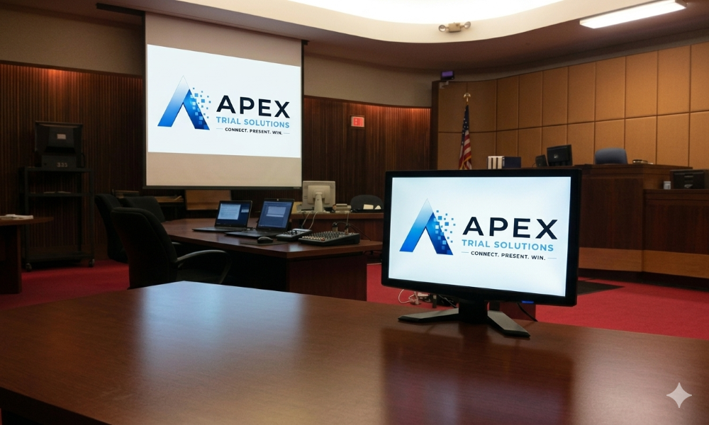 Apex Trial Solutions courtroom setup